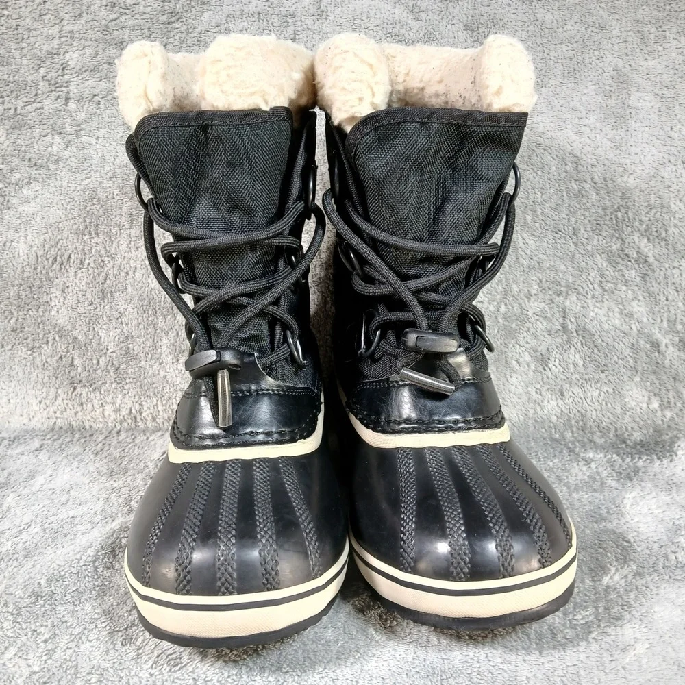 Sorel Snow Boots Kids 1 Yoot Pac Black Rubber Waterproof